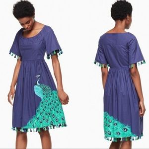 Kate Spade Peacock Dress Deep Sea Plume Poplin 10